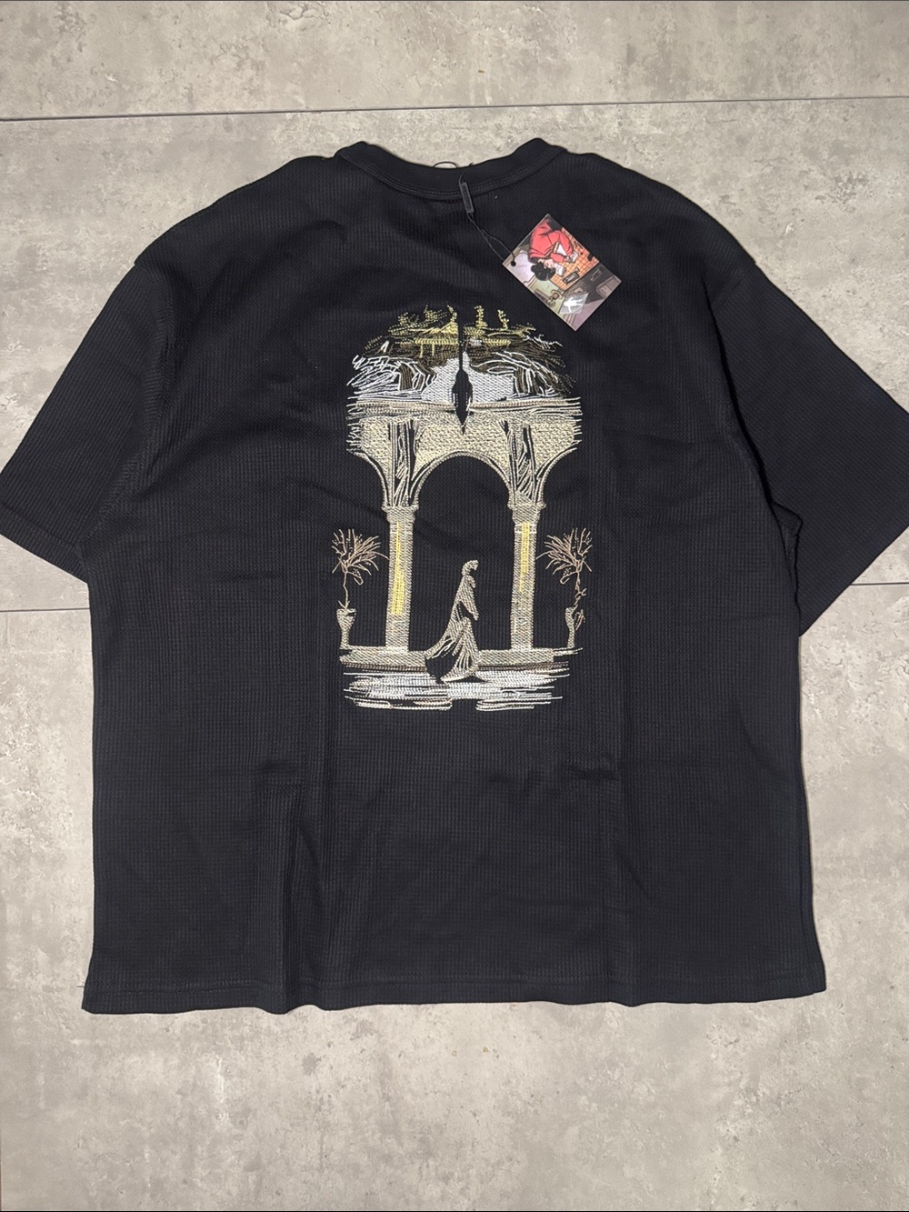 Embroidered Archway Graphic Short Sleeve Shirt — Black